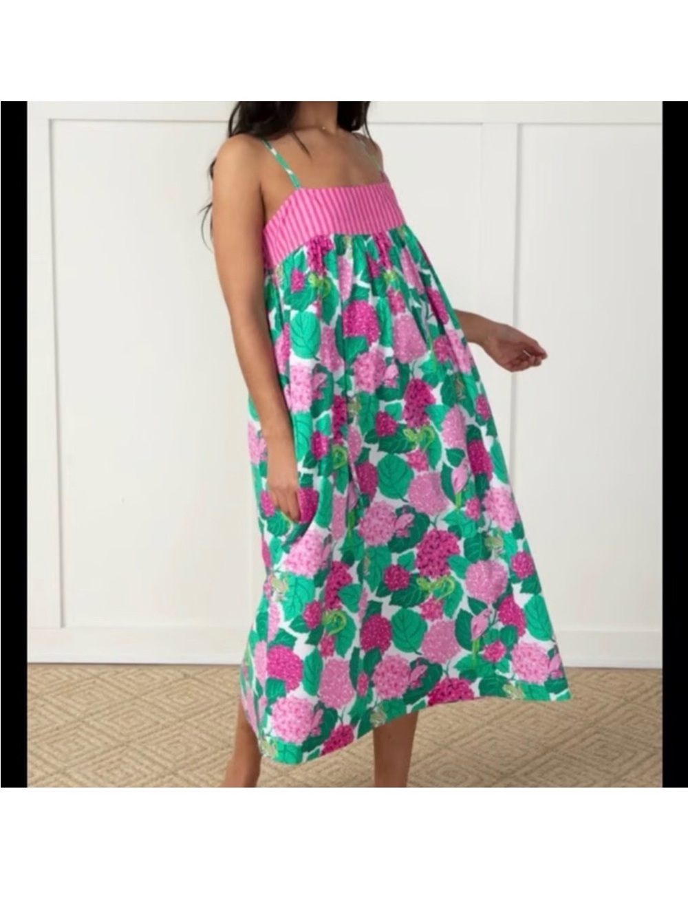 Printfresh Secret Garden Daydream Pink Hydrangea Frog print Mumu house dress
